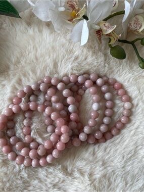 Pink opal stretch bracelet x2